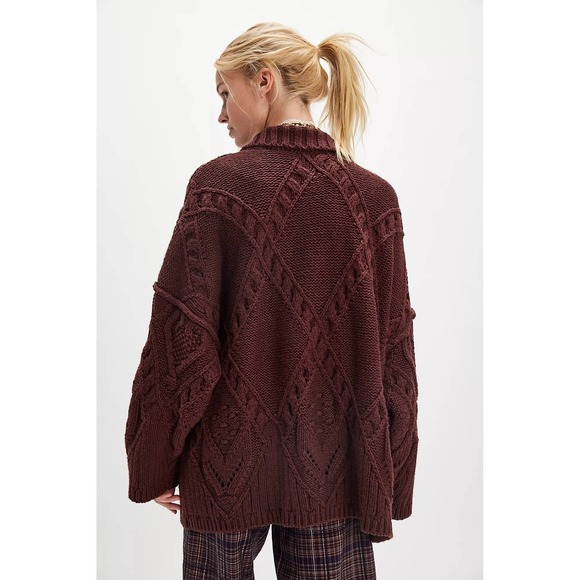 Free People Brown Oversized Heart You Cardigan Sweater Size XS NWT - Picture 3 of 5